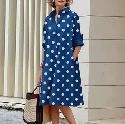 LYVÉA™ – WOMEN’S SOLID COLOR BUTTON-DOWN SHIRT DRESS