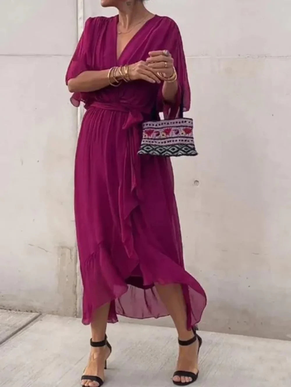 TAYLORIA™ – STYLISH & ELEGANT V-NECK CHIFFON DRESS