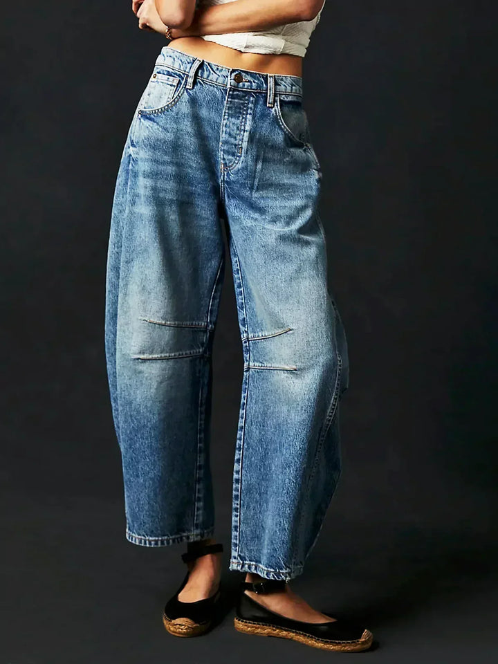 TAVIRA™ LEOPARD BARREL JEANS