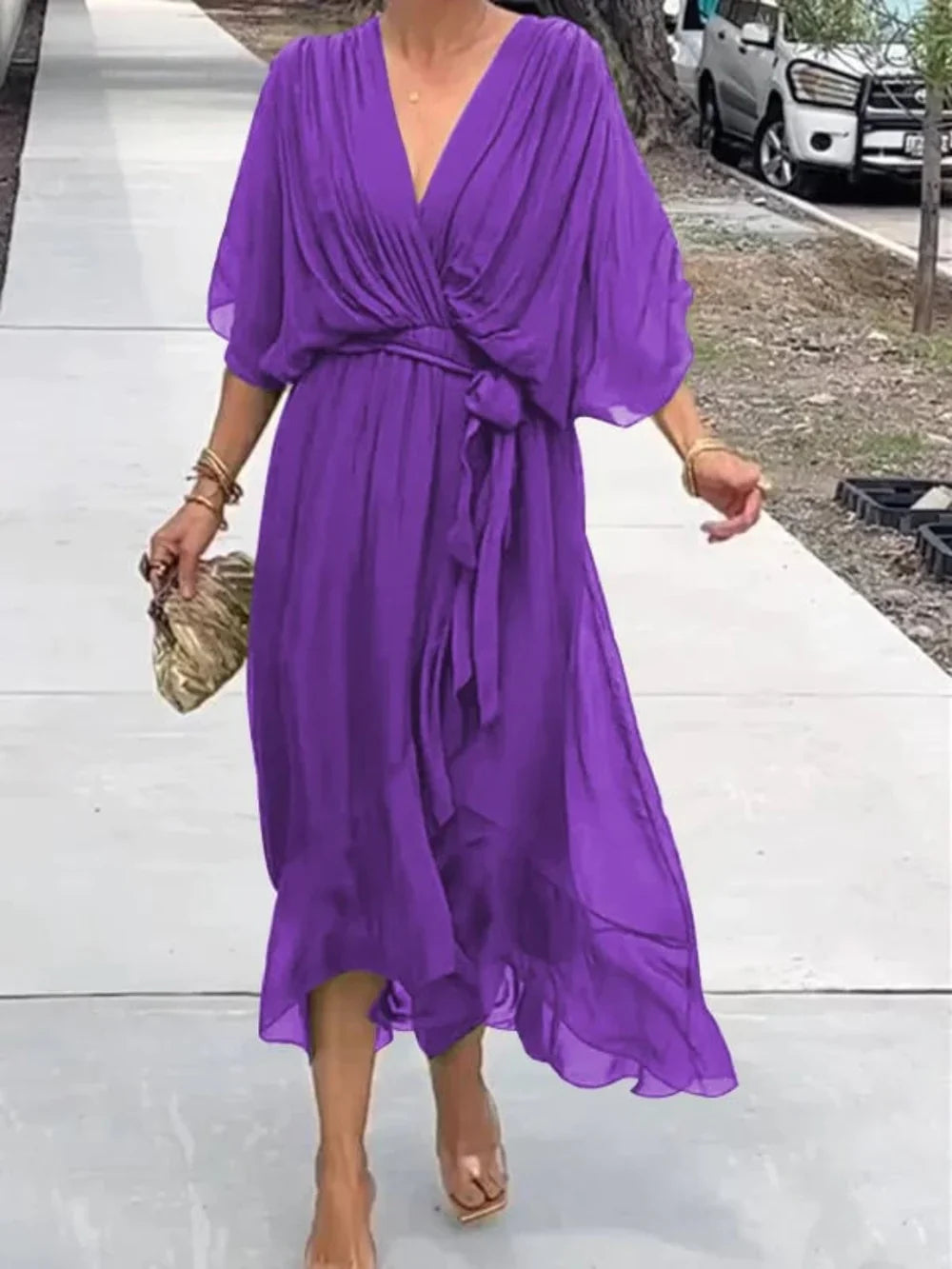 TAYLORIA™ – STYLISH & ELEGANT V-NECK CHIFFON DRESS