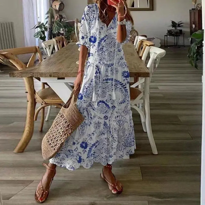 LACEFLAIR™ – BOHO CHIC LONG WHITE LACE DRESS WITH RUFFLES