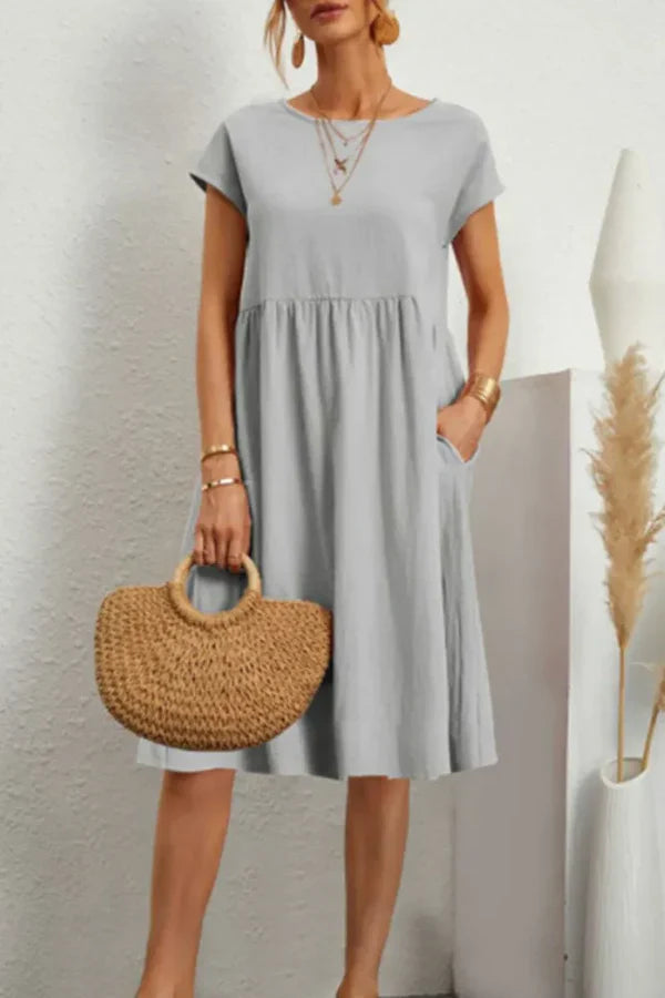 MELVARA™ – MONOTONE PATCHWORK CASUAL DRESS SHORT SLEEVES